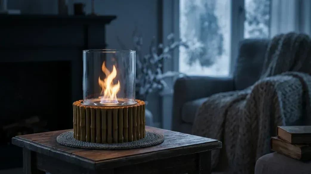 Büyütmek için çift tıklayın Bamboo Masaüstü Bioetanol Şömine — ürün görseli