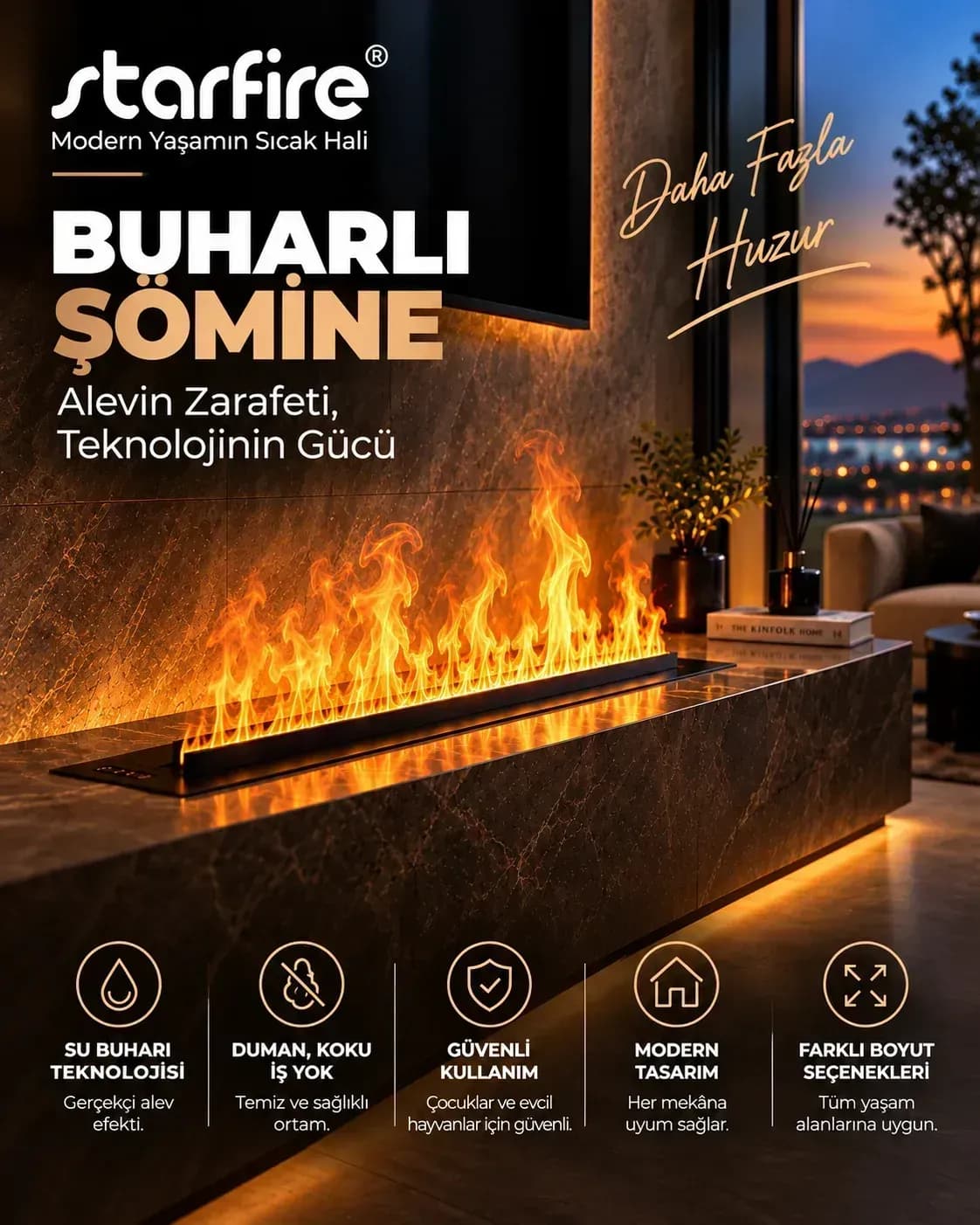 Büyütmek için çift tıklayın Buharlı Şömine 72 cm (Odunsuz) ürün görseli