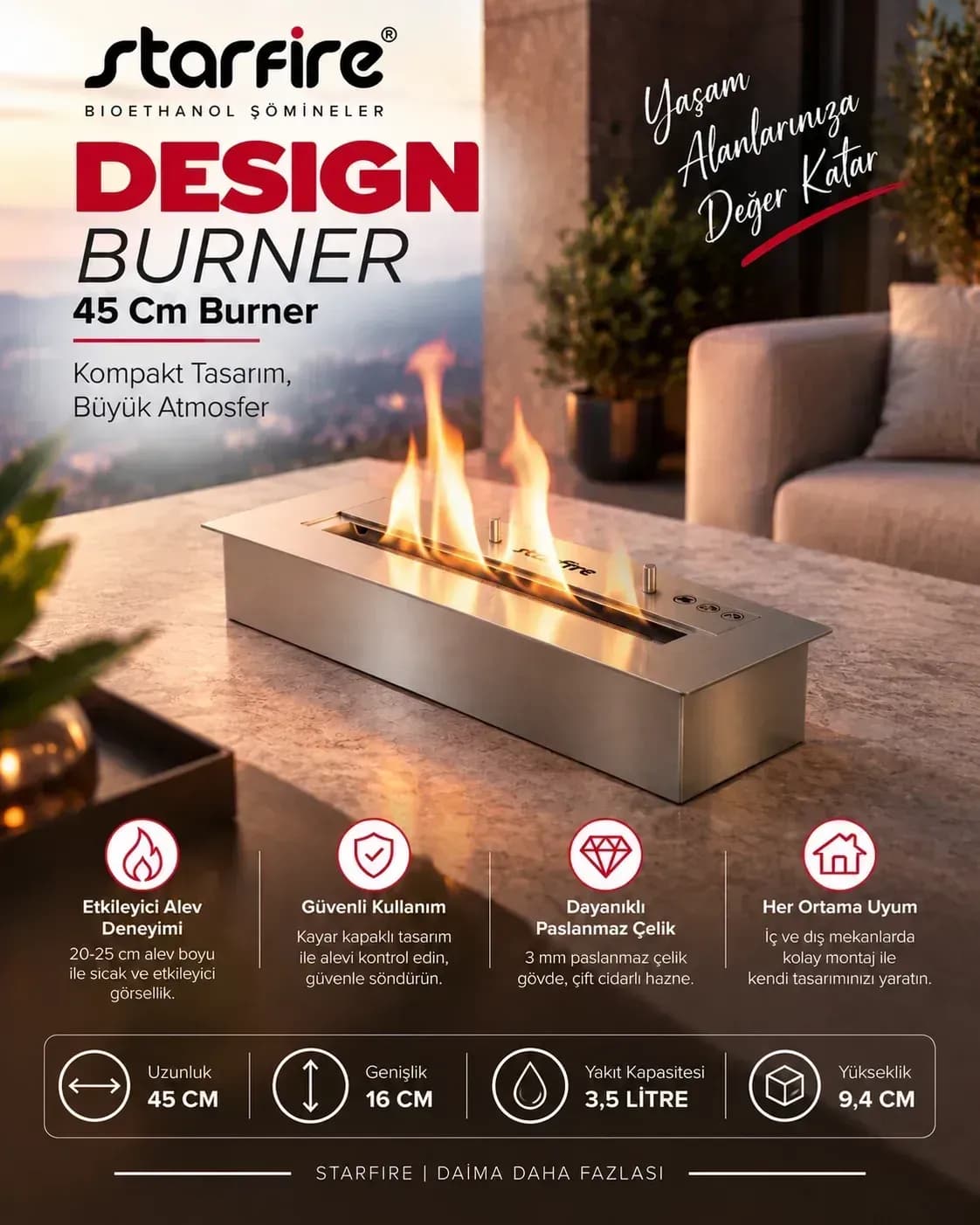 Büyütmek için çift tıklayın Starfire Design Burner 45 cm ürün görseli