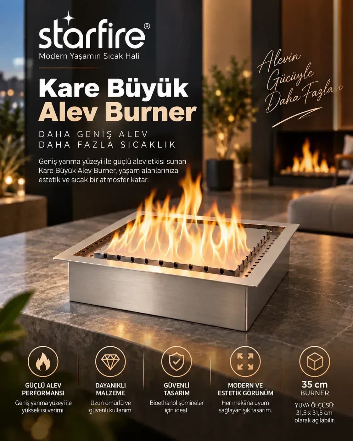 Büyütmek için çift tıklayın Starfire Büyük Alev Kare Burner ürün görseli