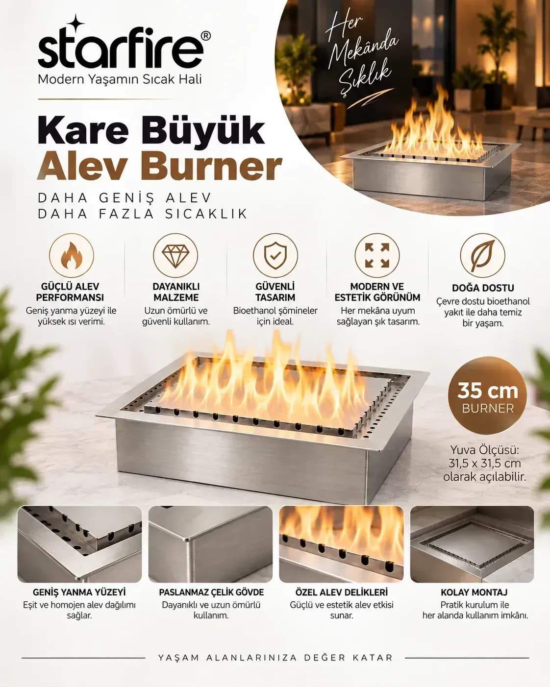 Büyütmek için çift tıklayın Starfire Büyük Alev Kare Burner ürün görseli