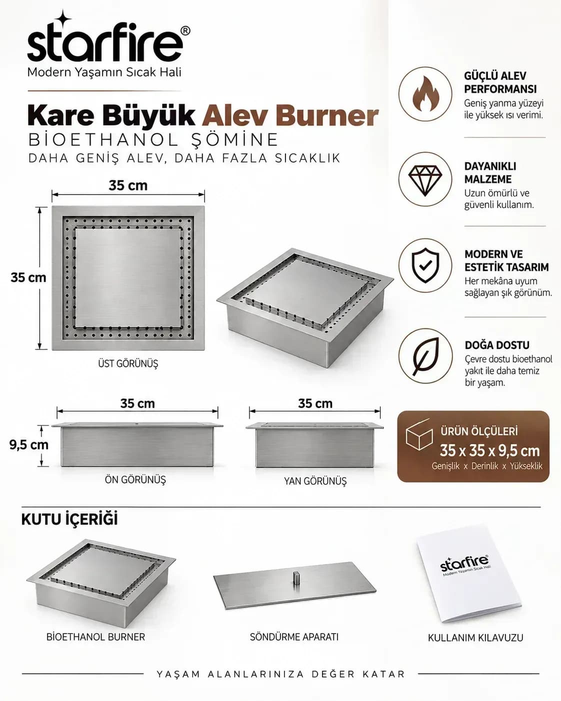 Büyütmek için çift tıklayın Starfire Büyük Alev Kare Burner ürün görseli