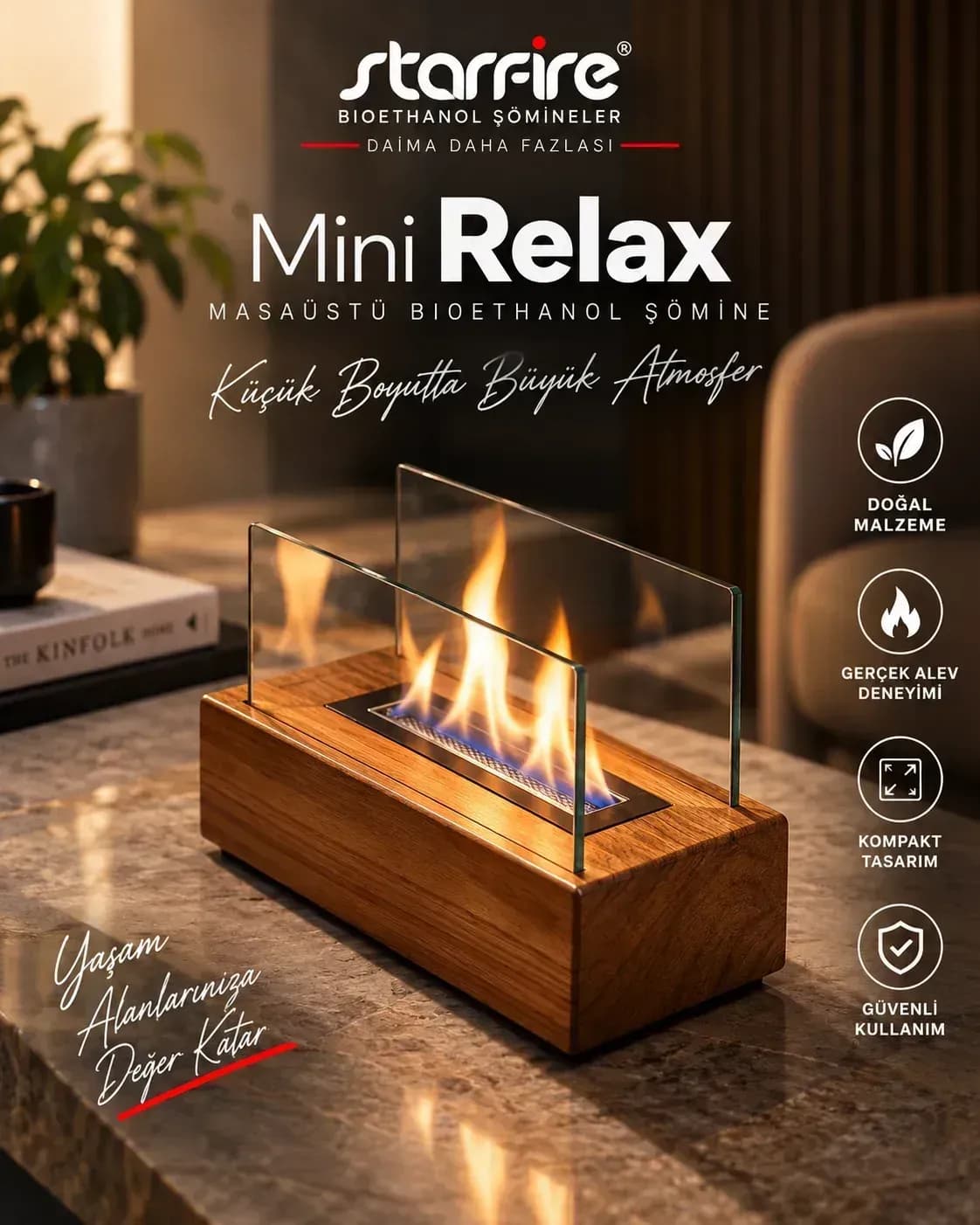 Büyütmek için çift tıklayın Mini Relax Masaüstü Bioetanol Şömine ürün görseli