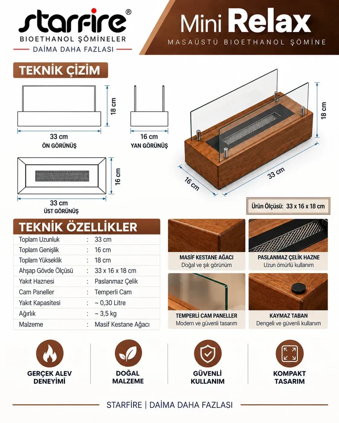 Büyütmek için çift tıklayın Mini Relax Masaüstü Bioetanol Şömine ürün görseli