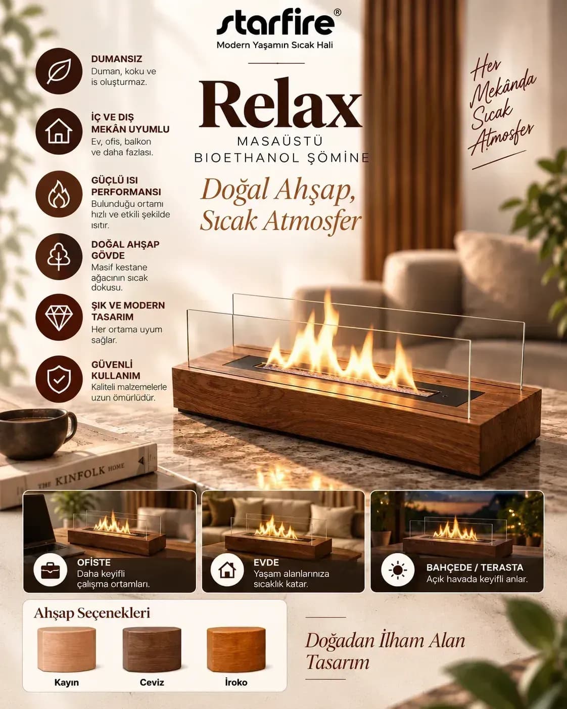 Büyütmek için çift tıklayın Relax Masaüstü Bioetanol Şömine ürün görseli